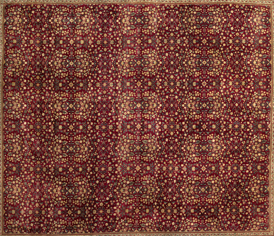 Woolen carpet with millefleurs decoration, courtesy of the Cleveland Museum of Art.